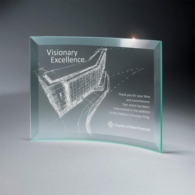 Beveled Jade Glass Crescent Plaque (9"x7"x1/4")