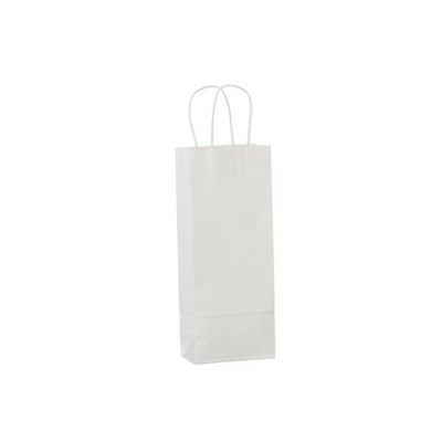 White Kraft Vino Paper Shopping Bag (5¼"x3¼"x13")