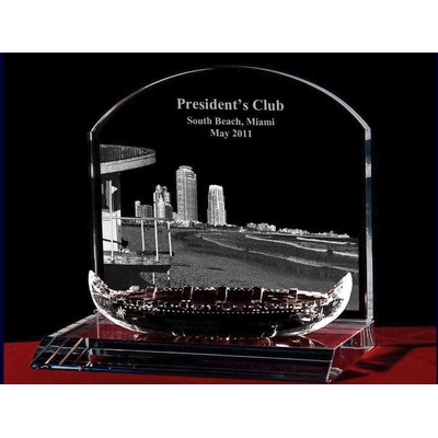 Crystal Miami Beachscape Award w/Crystal Canoe