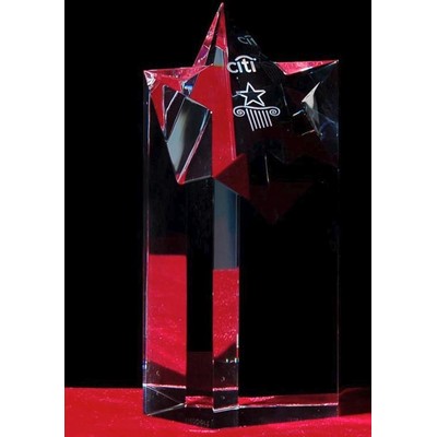 Custom Crystal Star Pillar Award w/Custom Etching (10")