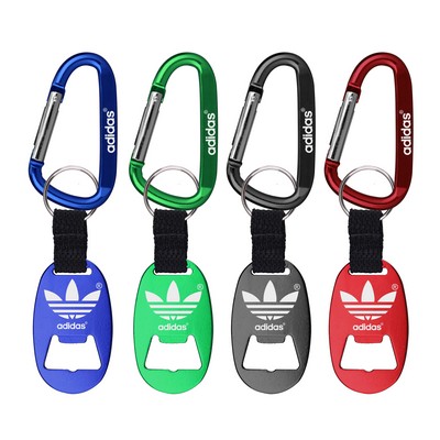 Jumbo Size Oval Shape Bottle Opener w/Strap & 7 Cm Carabiner