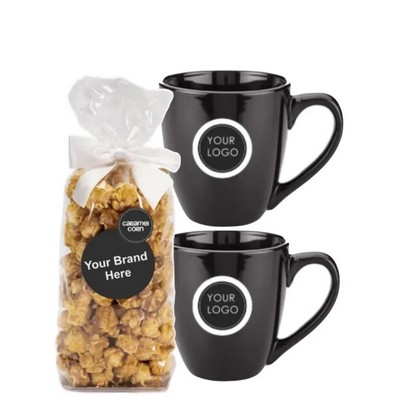 Gourmet Popcorn with Set of Bistro Mugs