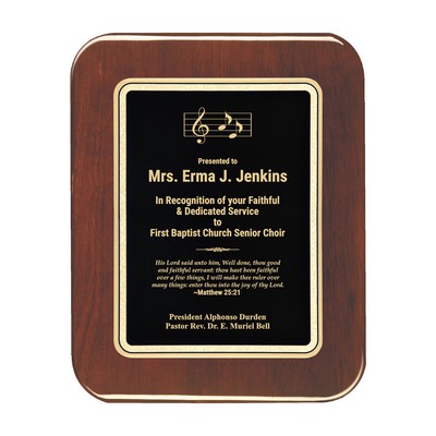 Black Plate Rosewood Piano-Finish Plaque w/Elliptical Edge (8"x10")