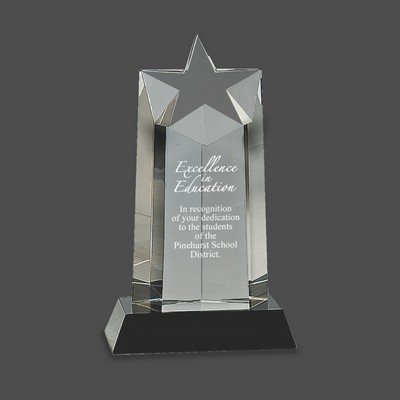 Crystal Star Column Award on Black Pedestal Base (9¼")