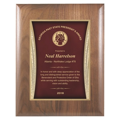 Walnut Plaque w/Red Showtime Plate (9"x12")
