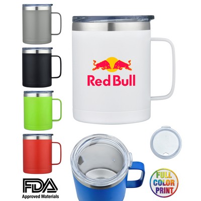 14oz Double Wall Stainless Steel Mug Vacuum Insulated. Powder Coated. - Full Color