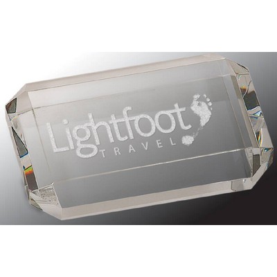 Crystal Rectangle Paperweight, 3' Dia