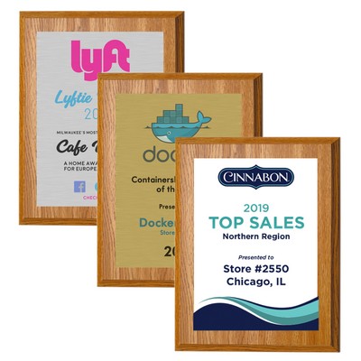 10.5" x 13" Oak Finish Plaque w/ Full Color Sublimated Imprint