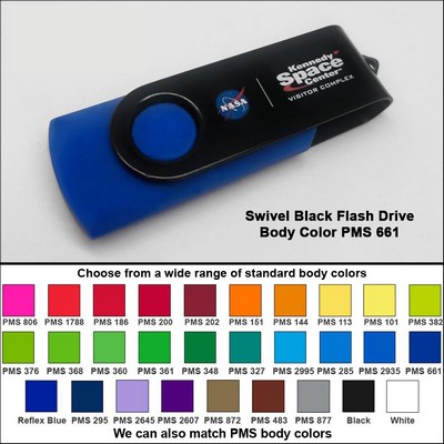 Swivel Black Flash Drive - 16 GB Memory - Body PMS 661