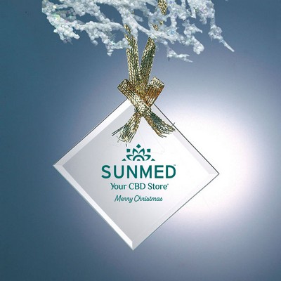 Beveled Jade Glass Ornament - Square