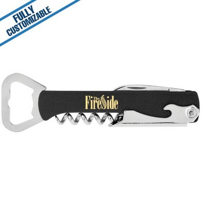 Black & Gold Leatherette - Corkscrew Bottle Opener