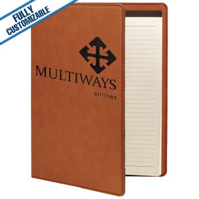 Saddle Tan Leatherette - 9.5X12" Portfolio With Notepad