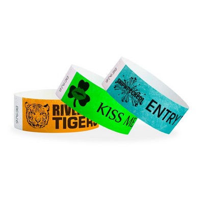 1" Tyvek® Solid Color Wristbands with Black Imprint