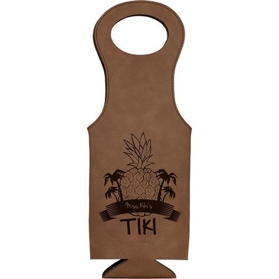 Brown/Black Leatherette Wine Bag