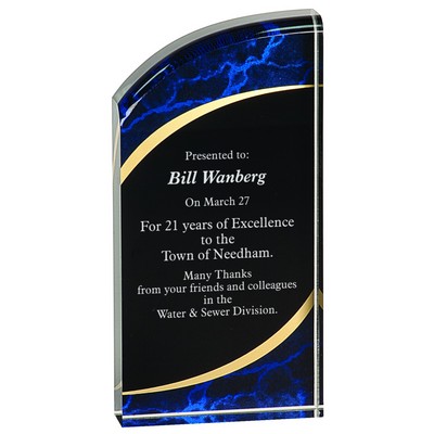 3 1/2" x 7" Blue Marble Rounded Acrylic