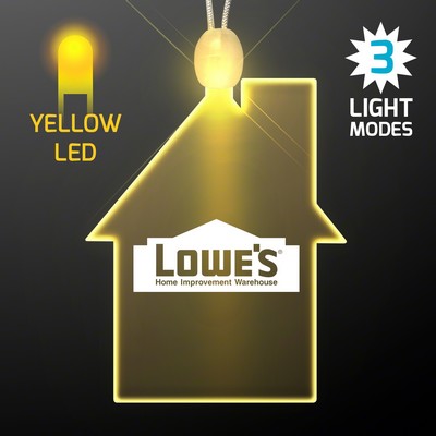 Imprinted House Light Up Necklace with Yellow LED - PRINTED