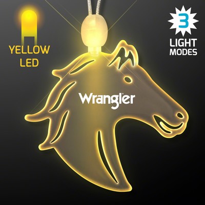 Acrylic Horse Head Shape Necklace with Yellow LED - PRINTED