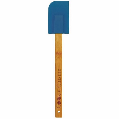 11¾" Blue Silicone Spatula w/ Bamboo Handle