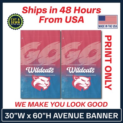 30" W x 60" H Custom Avenue Banner - Double Sided Print Only - Made in the USA