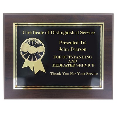 Special Thanks Service Award Plaque w/Black Brass Screen (8" x 10")