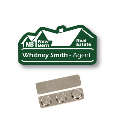 Name Badge -Custom Shape-Green Plastic Laser Etches To White