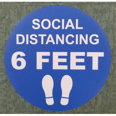 Blue Social Distancing 6' Apart Stock Carpet Decal Large