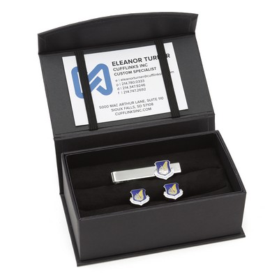 Custom Enamel Cufflinks and Tie Bar Gift Set
