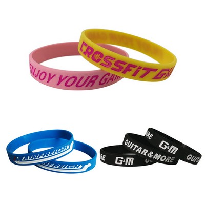 Debossed and color filled silicone wristband