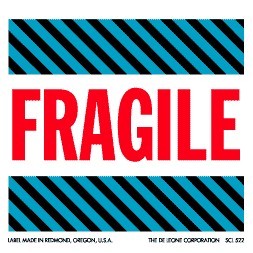 Fragile Paper Labels - 4" x 4"