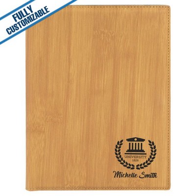 Bamboo Leatherette - 7X9" Portfolio Folder With Notepad