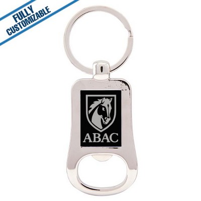 Silver & Black Bottle Opener Keychain (2.125")