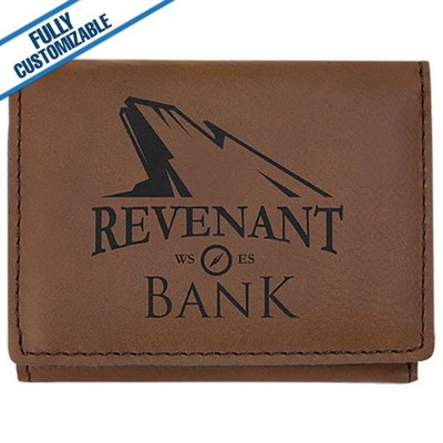 Brown Leatherette - 3X4" Trifold Wallet