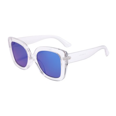 Sunglasses - Blue Mirror Lenses - Clear Frames