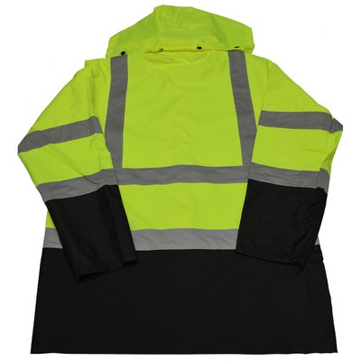 ANSI Class 3 Lime Green/Black Two Tone Waterproof Rain Jacket