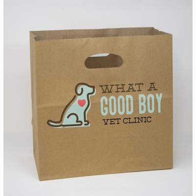 Full Color Natural Kraft Paper Take Out Bag (11" x 11" x 6")