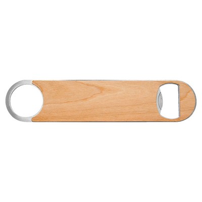 Stainless Bottle Opener w/Wood Veneer Grip
