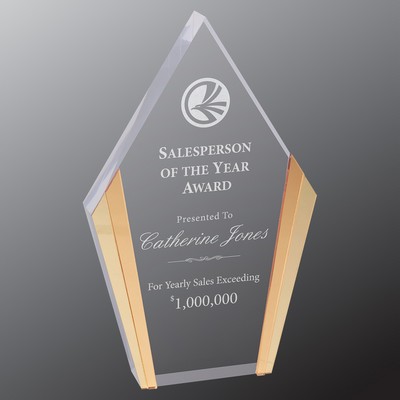 5.25" x 8.5" Gold Diamond Acrylic Award