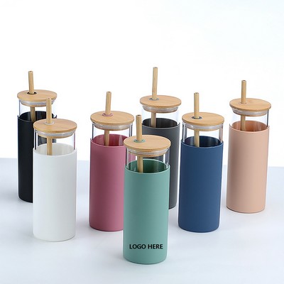 20 Oz. Glass Tumbler w/Lid and Straw