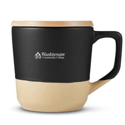 Low Minimum - 16.5 Oz. Ceramic Mug w/Wood Lid