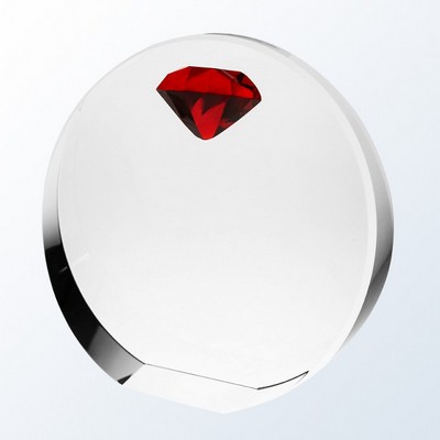 Red Diamond Circle Crystal Award, 6"H