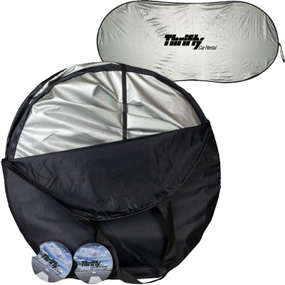 Auto Care Kit with Windshield Shade & Full-Color Cup Holder Coasters