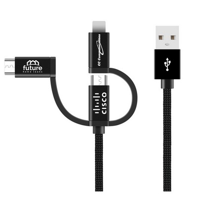 3.3' Nylon Braid Charging Cord 3-in-1 Cable