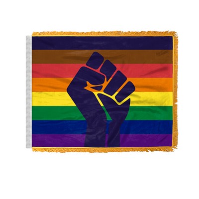 4" x 6" 1 ply wPoly POC with fist flag Pride Antenna Flag
