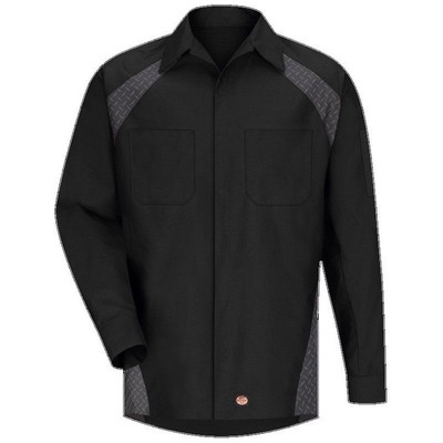 Red Kap™ Unisex Long Sleeve Diamond Plate Shirt - Black/Charcoal Diamond