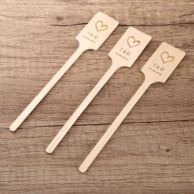 6.3"L Disposable Wood Rectangle End Drink Stirrer Stick
