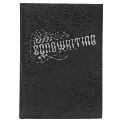 7" x 9 3/4" Black/Silver Leatherette Journal-Lined Paper