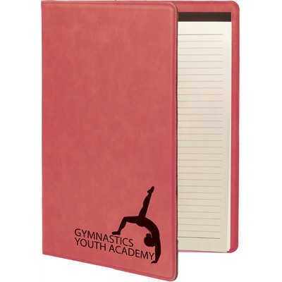 9 1/2" x 12" Pink Leatherette Portfolio with Notepad
