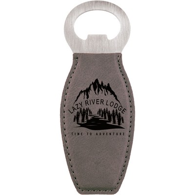 Gray Leatherette Bottle Opener with Magnet
