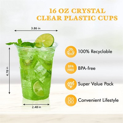 16Oz Crystal Clear Pet Cup With Lid