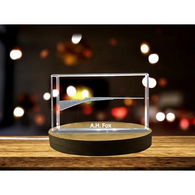 A.H. Fox Shotgun Design Laser Engraved Crystal Award W/LED Base